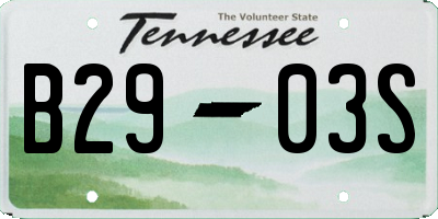TN license plate B2903S