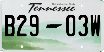 TN license plate B2903W