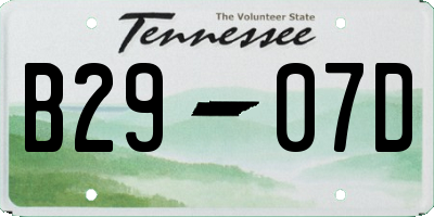 TN license plate B2907D