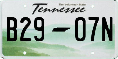 TN license plate B2907N