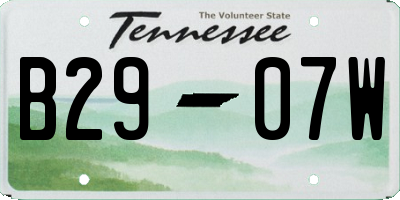 TN license plate B2907W