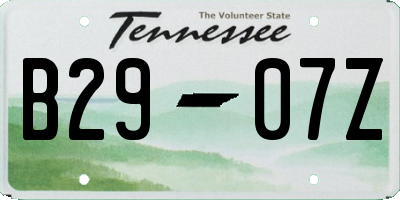 TN license plate B2907Z