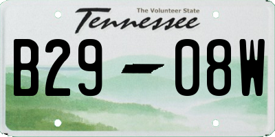 TN license plate B2908W