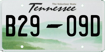TN license plate B2909D