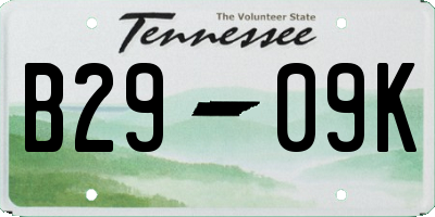 TN license plate B2909K