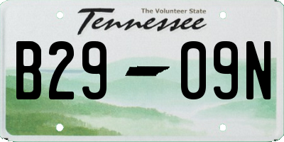 TN license plate B2909N