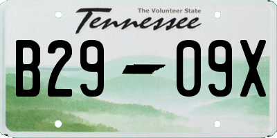 TN license plate B2909X