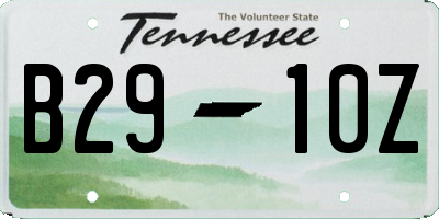 TN license plate B2910Z