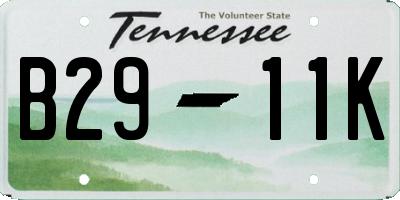 TN license plate B2911K