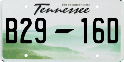 TN license plate B2916D