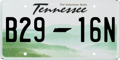 TN license plate B2916N