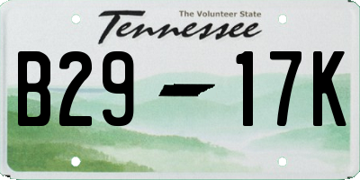 TN license plate B2917K