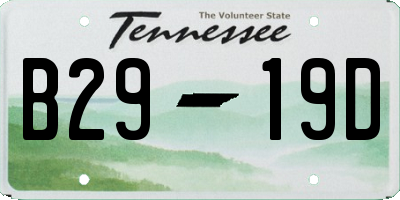 TN license plate B2919D