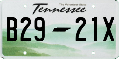 TN license plate B2921X