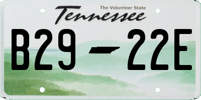 TN license plate B2922E