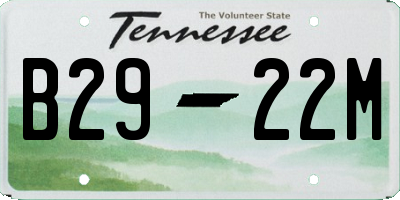 TN license plate B2922M