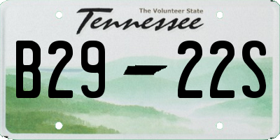 TN license plate B2922S