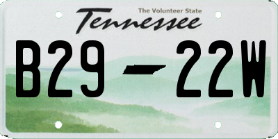 TN license plate B2922W