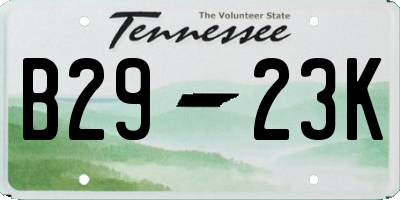 TN license plate B2923K