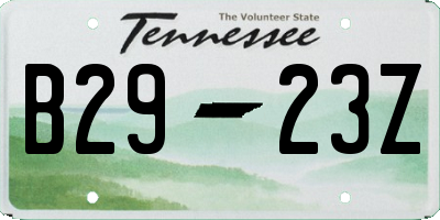 TN license plate B2923Z