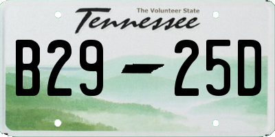 TN license plate B2925D