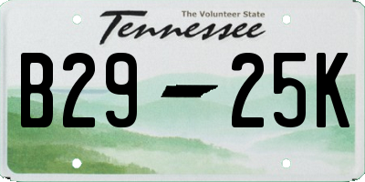 TN license plate B2925K