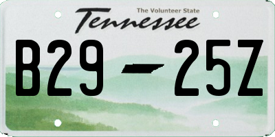 TN license plate B2925Z