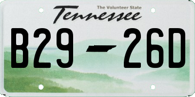 TN license plate B2926D
