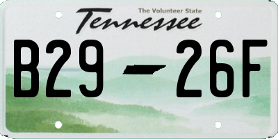 TN license plate B2926F