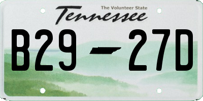 TN license plate B2927D