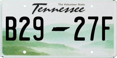 TN license plate B2927F