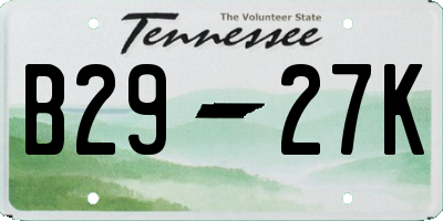 TN license plate B2927K