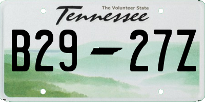 TN license plate B2927Z
