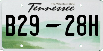 TN license plate B2928H