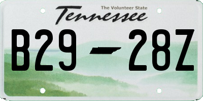 TN license plate B2928Z