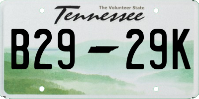 TN license plate B2929K