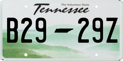 TN license plate B2929Z