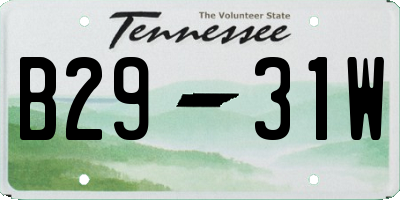 TN license plate B2931W