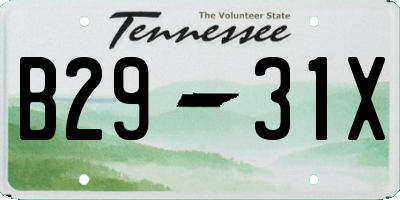 TN license plate B2931X