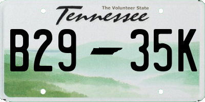 TN license plate B2935K