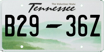 TN license plate B2936Z