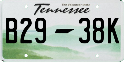 TN license plate B2938K