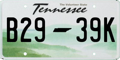 TN license plate B2939K