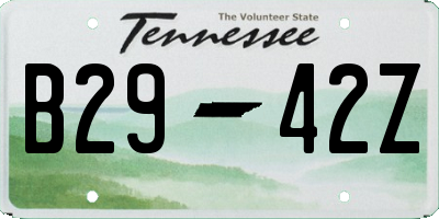 TN license plate B2942Z