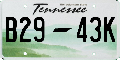 TN license plate B2943K