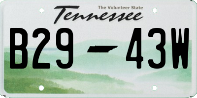 TN license plate B2943W
