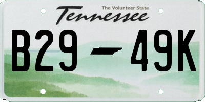TN license plate B2949K