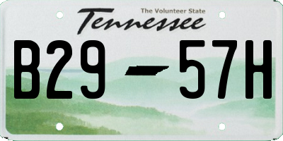 TN license plate B2957H
