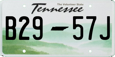 TN license plate B2957J