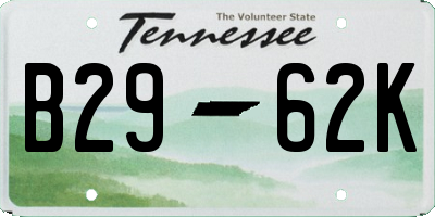 TN license plate B2962K